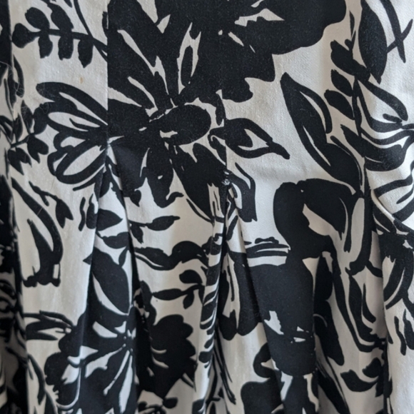 ❌ Ralph Lauren Black White Floral Dress Size 8 Pockets Bra Snaps Summer Cocktail - Picture 5 of 11